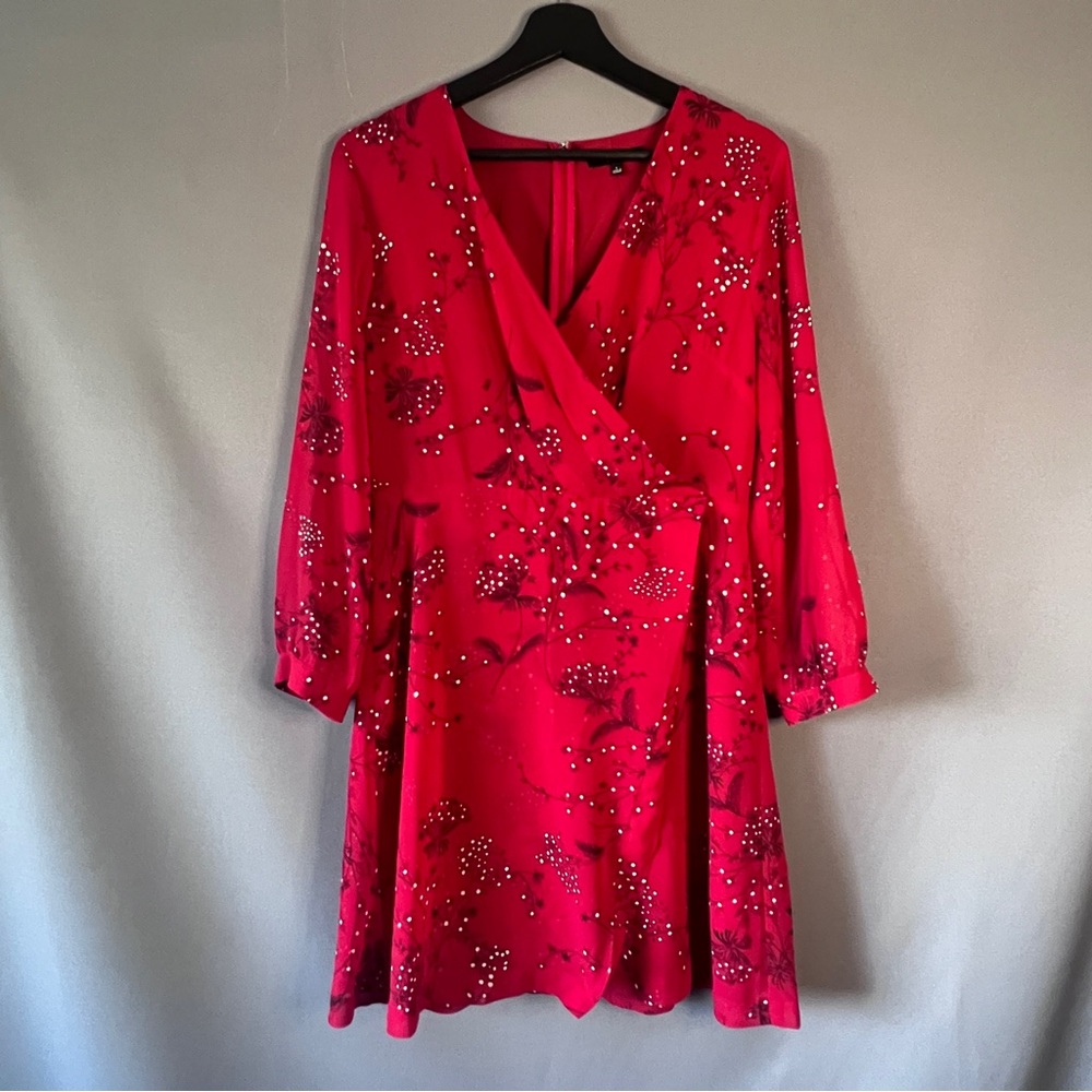 Madewell Hazelwood wrap front bohemian holiday festival floral mini red dress 6